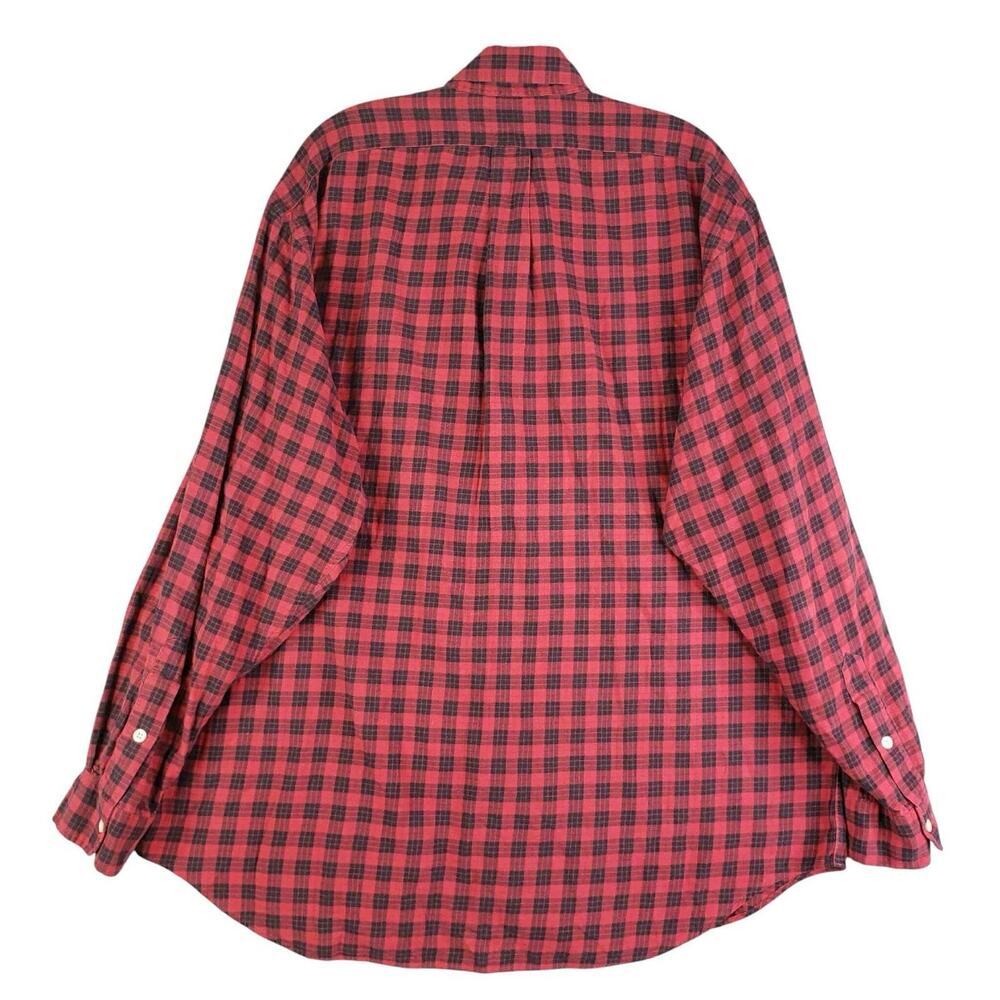Polo Ralph Lauren Shirt Oxford Button Down Mens Large L Red Plaid LS Blaire - Picture 3 of 12